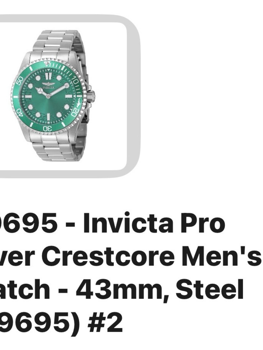 Invicta Men's Stainless Steel Watch with Green Dial and Bezel